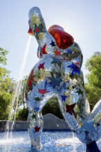Colourful sculpture made of glass and mirrors, Giardino dei Tarocchi, Garden of Tarot, by Niki de