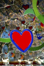 Colourful hearts made of glass and mirrors, Giardino dei Tarot, by Niki de Saint Phalle, near