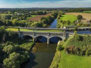 Olfen, North Rhine-Westphalia, Germany - Lippe, in front historic canal bridge Lippe Alte Fahrt,