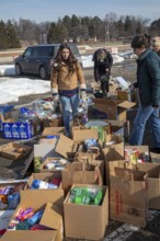 Oak Park, Michigan USA - 14 February 2026 - Volunteers collect food and other items for immigrants