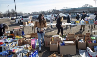 Oak Park, Michigan USA - 14 February 2026 - Volunteers collect food and other items for immigrants