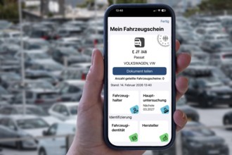 Symbolic image, digital vehicle license, in the i-car app of the Federal Motor Transport Authority,
