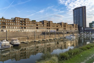 Maasboulevard and city harbor in Venlo, the Netherlands