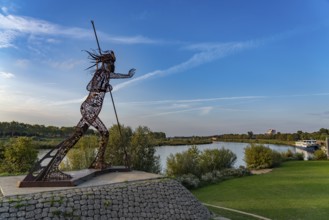 Peaceful Warrior sculpture Vreedzame Krijger on the Maas in Venlo, the Netherlands