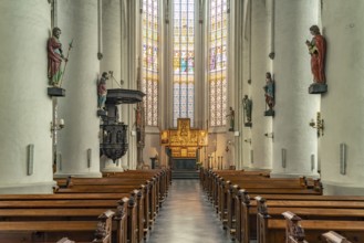 Interior of the Catholic parish church of St. Peter and Paul in Straelen, North Rhine-Westphalia,