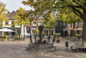 Market fountain on the market in Straelen, North Rhine-Westphalia, Germany