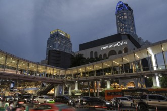 Bangkok, Thailand. March 26th 2025. Busy traffic around the Central World shopping mall in Siam