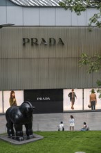 Bangkok, Thailand. March 19th 2025. Prada designer fashion logo displayed on the flagship store