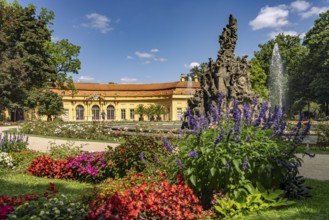 The Huguenot Fountain in the Palace Garden and the Orangery in Erlangen, Middle Franconia, Bavaria,