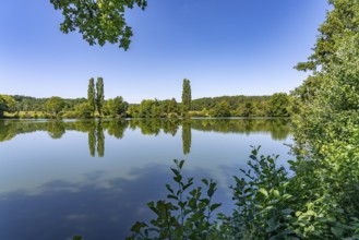 The Angersee or Baiersdorfer Weiher in Baiersdorf, Upper Franconia, Bavaria, Germany