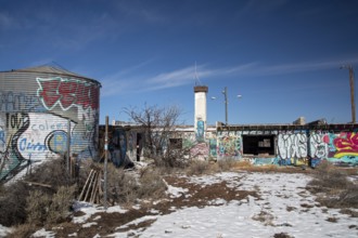 Twin Arrows, Arizona - The ruins of the Twin Arrows Trading Post, which closed in 1995. The