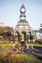 The Vasco da Gama Clock and drinking fountain, a Victorian-style iron monument, is located in the