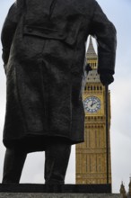 London, UK. January 31st 2025. Statue of Winston Churchill in Parliament Square, London, a bronze