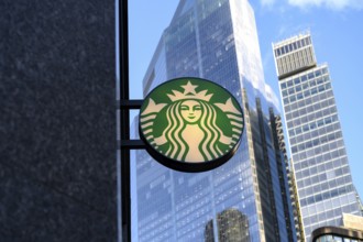 London, UK. January 29th 2025. Brand logo sign for American Starbucks Corporation, the Seattle