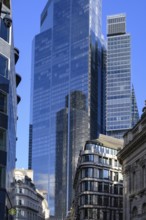 London, UK. January 29th 2025. Modern skyscraper office buildings tower over historic Threadneedle