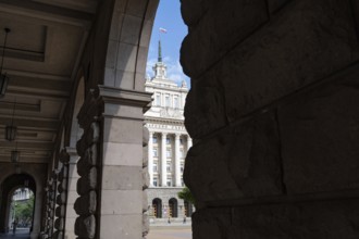 Sofia, Bulgaria. June 21st 2025. Former communist headquarters at The Largo, an architectural