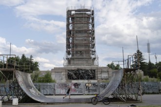 Sofia, Bulgaria. June 21st 2025. The partially dismantled and boarded up Monument of the Soviet