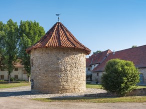 Hedersleben Abbey with dove tower, Taubenschlag, Saxony-Anhalt, Germany