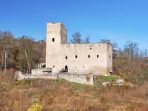 The ruins of Liebenstein Castle in autumn, Liebenstein, Thuringia, Germany