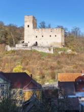 The ruins of Liebenstein Castle above the village, Liebenstein, Thuringia, Germany