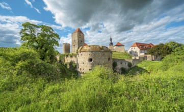 Querfurt Castle with defensive towers and bastion roundel, Querfurt, Saxony-Anhalt, Germany