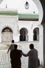 Courtyard of the Medersa Attarine Koran School, Fez El Bali, Medina, UNESCO World Heritage Site,