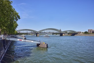 Rhine river, pedestrian and railway bridge Hohenzollern bridge, steel arches, general architecture,