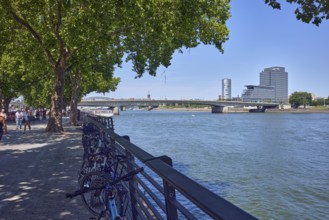 Rhine river, general architecture, MaxCologne high-rise building, bridge, Deutz bridge, metal
