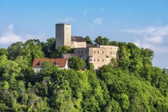 View of Falkenstein Castle, Falkenstein, Bavarian Forest, Upper Palatinate, Bavaria, Germany