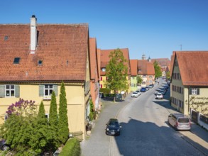 Street with typical town houses, Dinkelsbühl, Ansbach district, Middle Franconia, Bavaria, Germany