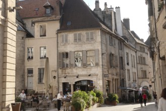 Dole, France. September 20th 2024 Café culture and beautiful architecture of Dole in the Jura