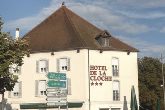 Dole, France. September 20th 2024 Hotel De La Cloche Dole in the Jura region of France beside the