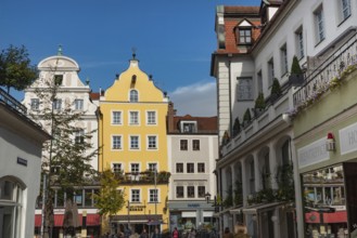Regensburg, Germany. October 7th 2024 Shops and cafes in the central square of the medieval UNESCO