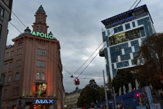 Vienna, Austria. October 15th 2024 The Haus Des Meeres Zoo and 360 Restaurant Building beside the