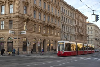 Vienna, Austria October 14th 2024 49 Hutteldorf Tram in the first district Innere Stadt, near