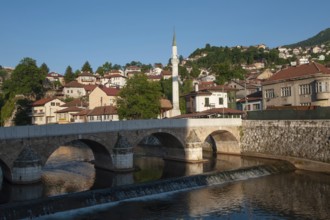 Sarajevo, Bosnia and Herzegovina. July 24th 2019 The Seher-Cehaja Bridge stone bridge crossing the
