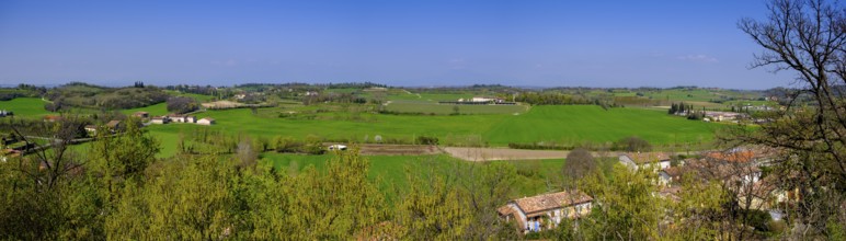 View from Castello di Cavriana, Cavriana, Colli Mantovani, Lombardy, Province of Brescia, Italy
