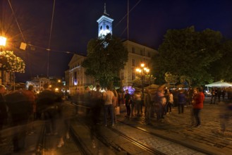 Nightlife in Old Town Quarter, Young People Meeting, Lviv, Ukraine