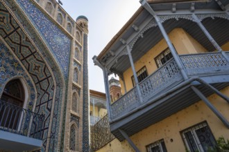 Tbilisi, Georgia. July 13th 2025. Beautiful traditional Georgian architecture in the Abanotubani or