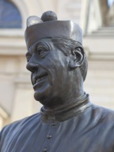 Italy, in the village of Brescello, statue of Don Camillo, portrayed by actor Fernand Joseph Desire