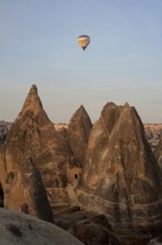 Goreme, Cappadocia, Turkey. November 10th 2017 Hot air balloons over the landscape of Cappadocia,