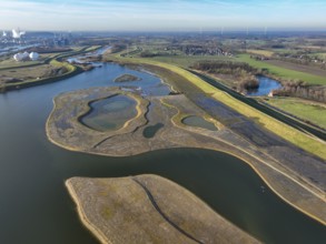 Haltern-Marl, North Rhine-Westphalia, Germany - Lippe, flood protection in the