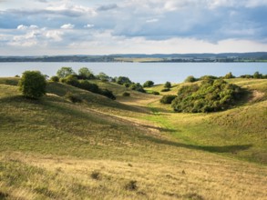 Hilly landscape in the Zicker Mountains, including Zicker Alps, view over the lagoon landscape,