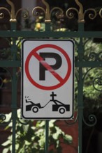 Romania, road sign, parking prohibited, car can be towed