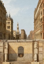 Holborn Viaduct, shematical cross-sectional view of the subway, 19th century, London, England,