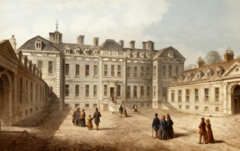 The Courtyard of Montagu or Montague House, 1830, the first home of the British Museum, a