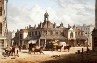 London street scene, Oxford Market, Oxford Street, 1852, London, England, United Kingdom