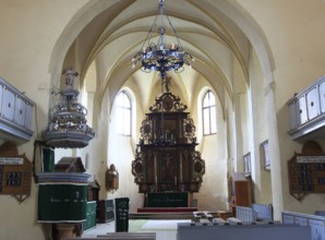 Municipality of Cristian, German Grossau, altar in the fortified church, Sibiu district in
