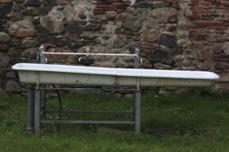 Municipality of Cristian, German Grossau, washbasin in the courtyard of the fortified church, Sibiu