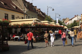Pedestrian zone, in the old town of Sibiu, Sibiu, Transylvania, Romania